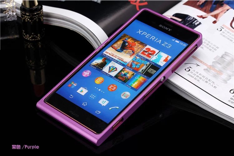Funda protectora de aluminio Ultra fina de lujo Z3 para Sony Xperia Z3 D6653 D6633: Purple