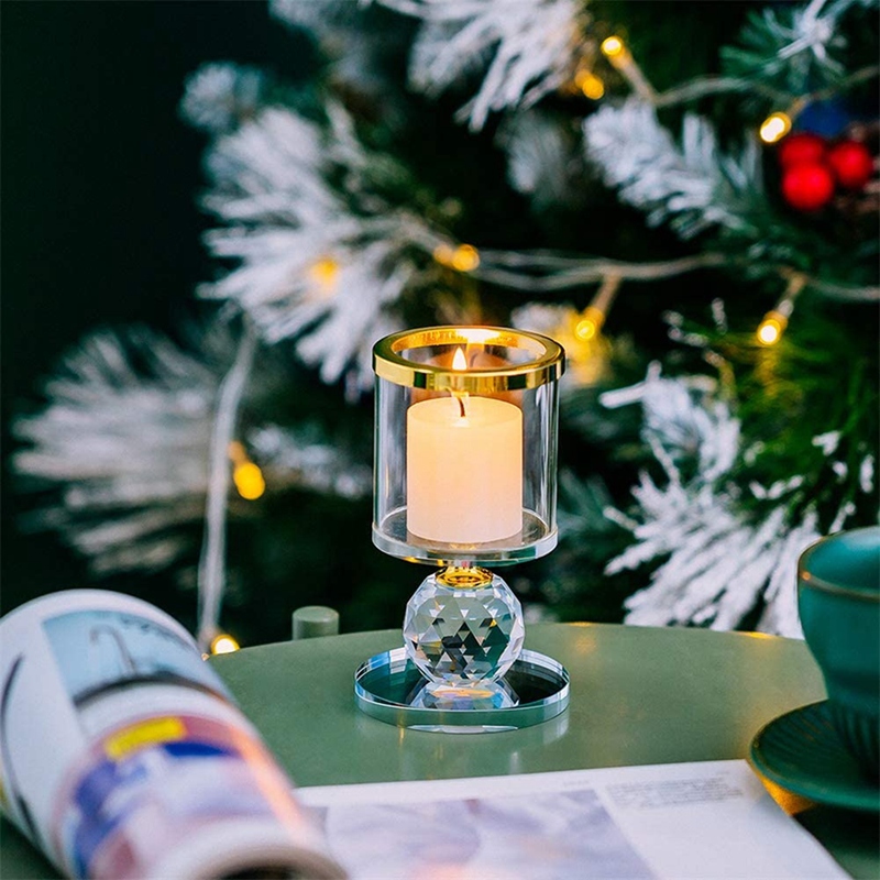 Crystal Pillar Candle Holder Glass Candle Holder Tealight Holder Candlesticks Holder For Pillar Candle For Table Decor