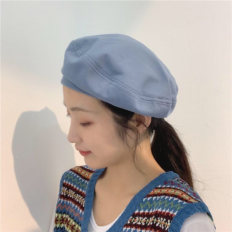 MATTYDOLIE, boina negra para mujer, otoño e invierno, estilo intelectual Retro sencillo, sombrero de pintor, sección delgada, sombrero, gorro octogonal sólido salvaje