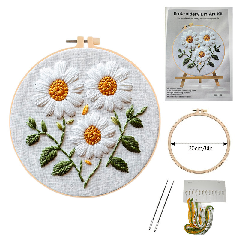 Kit de Broderie pour Adultes - Motif Scénique - Coton - Cadeau Noël Anniversaire: Jaune