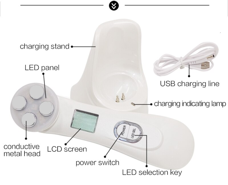 Rf ansigtsbehandling led elektroporation radiofrekvens mesoterapi fotonløftning stramme rynkefjernelse hudpleje ansigtsmassager #ae -89