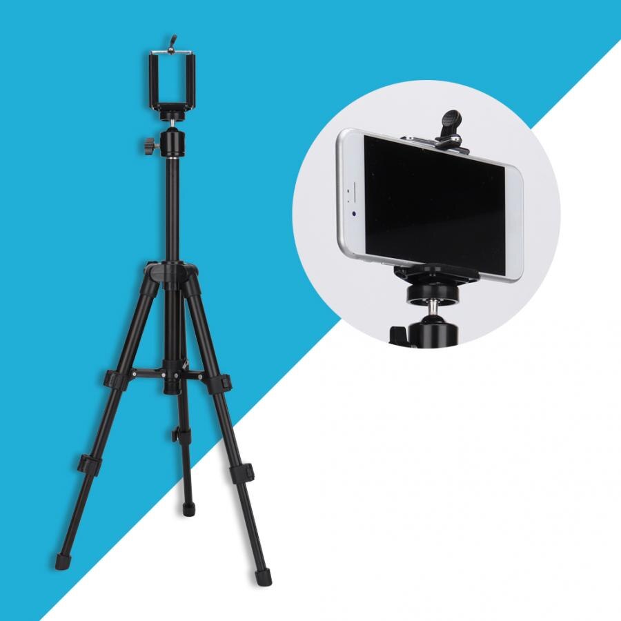 Black Portable Phone Tripod Stand Desktop Camera Ball Head Tripod Stand Holder + Mobile Phone Clip