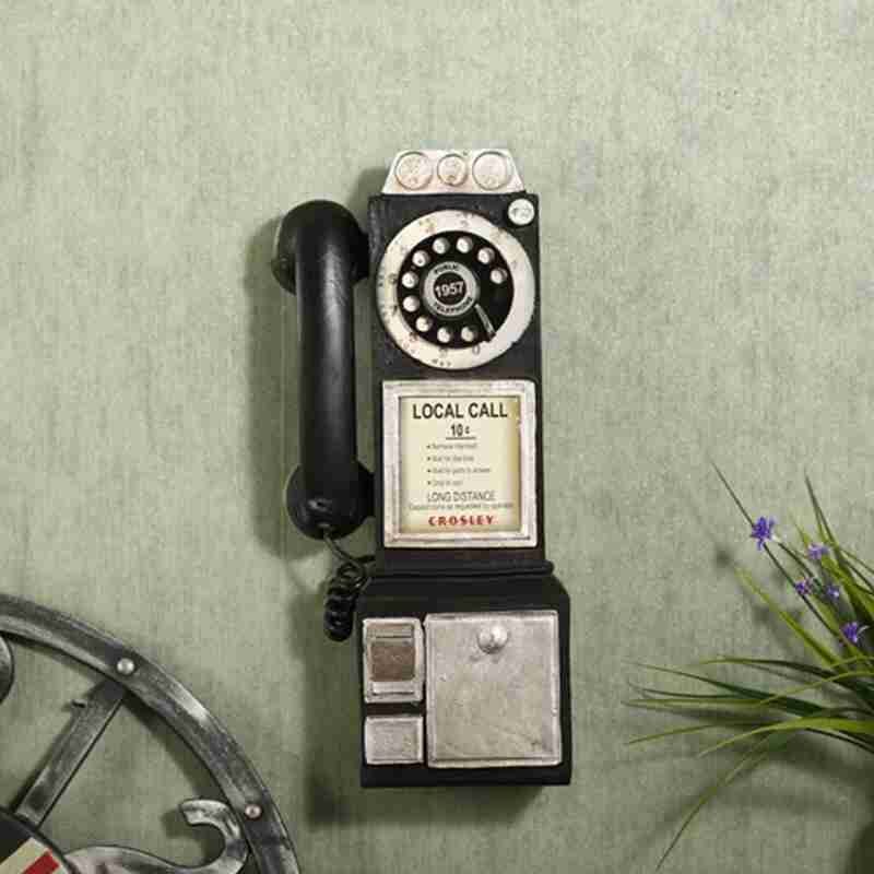 Hjem indretning vintage telefon model væg hængende kunsthåndværk ornamenter retro hjemmemøbler figurer telefon miniature dekoration