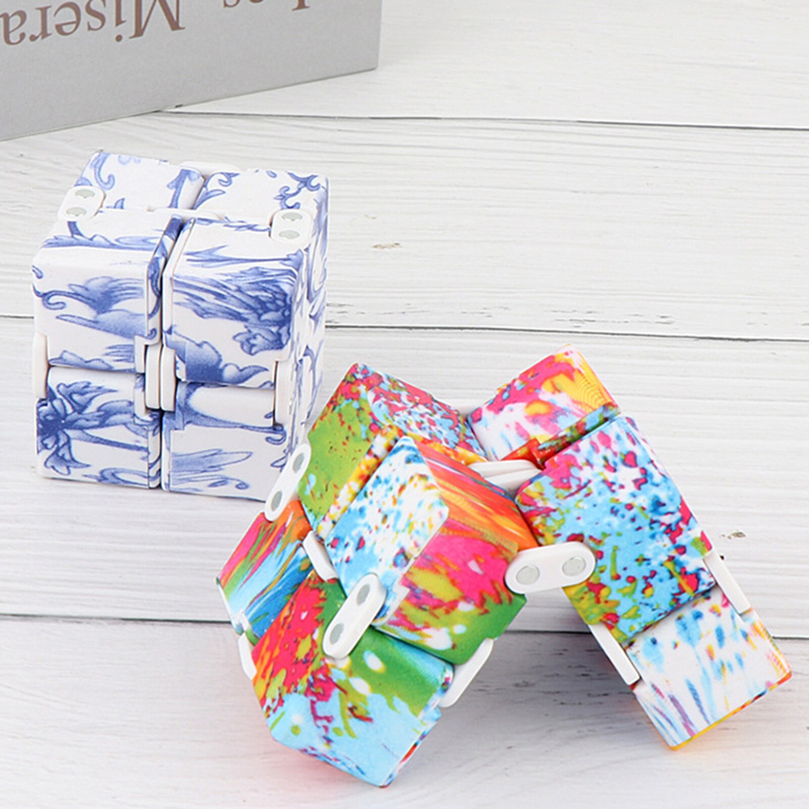 Stress Relief Toy Pocket Infinite Cube Blue And White Two Colors Porcelain Novelty Unique Fidget Decompression Toys For