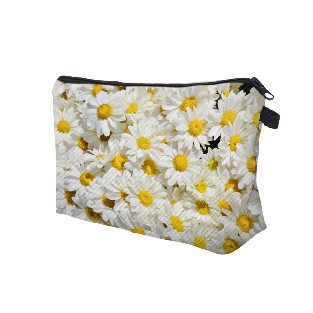 Deanfun Waterproof Cosmetic Bag Women Toiletry Bags Roomy Little Daisy Small Makeup Bags Women 52349