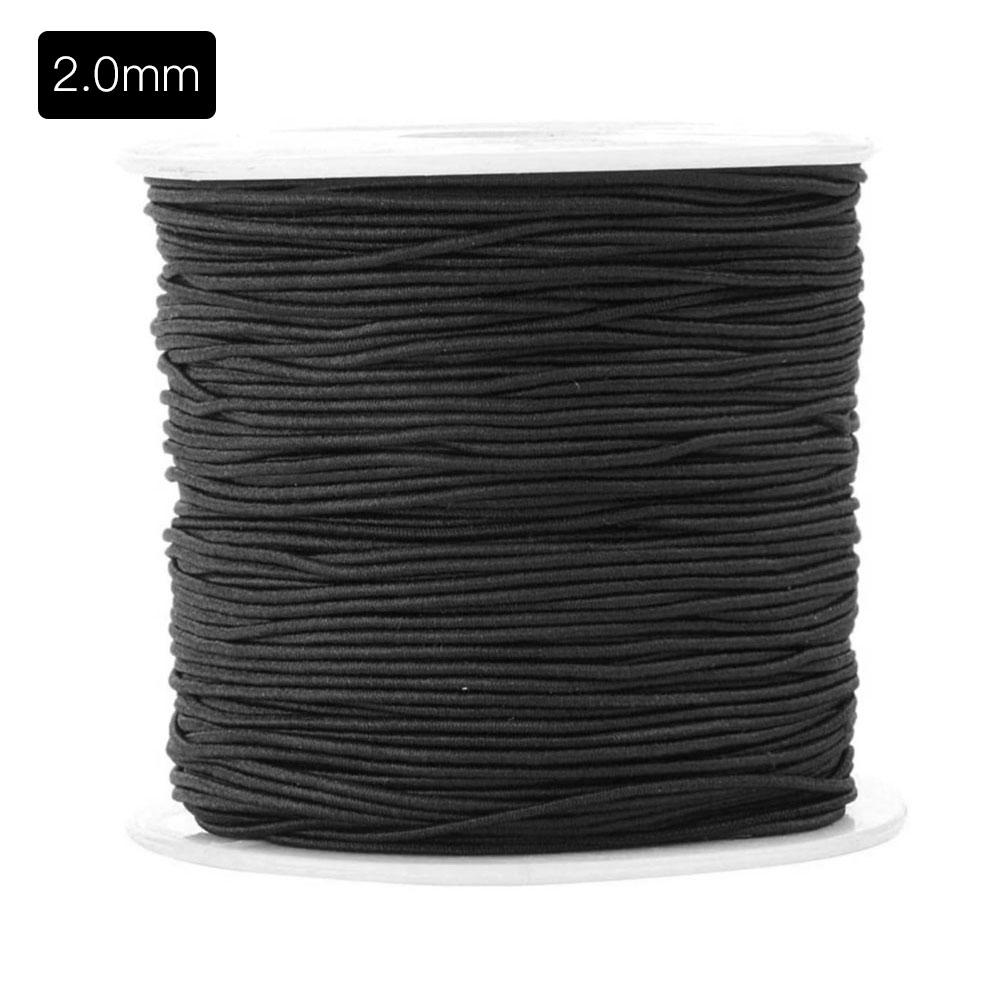 Rollo de 100m de hilo elástico redondo para máscara, pulsera de cristal, accesorios para fabricación de mascarillas, 1mm/2mm, negro y blanco: black 2mm
