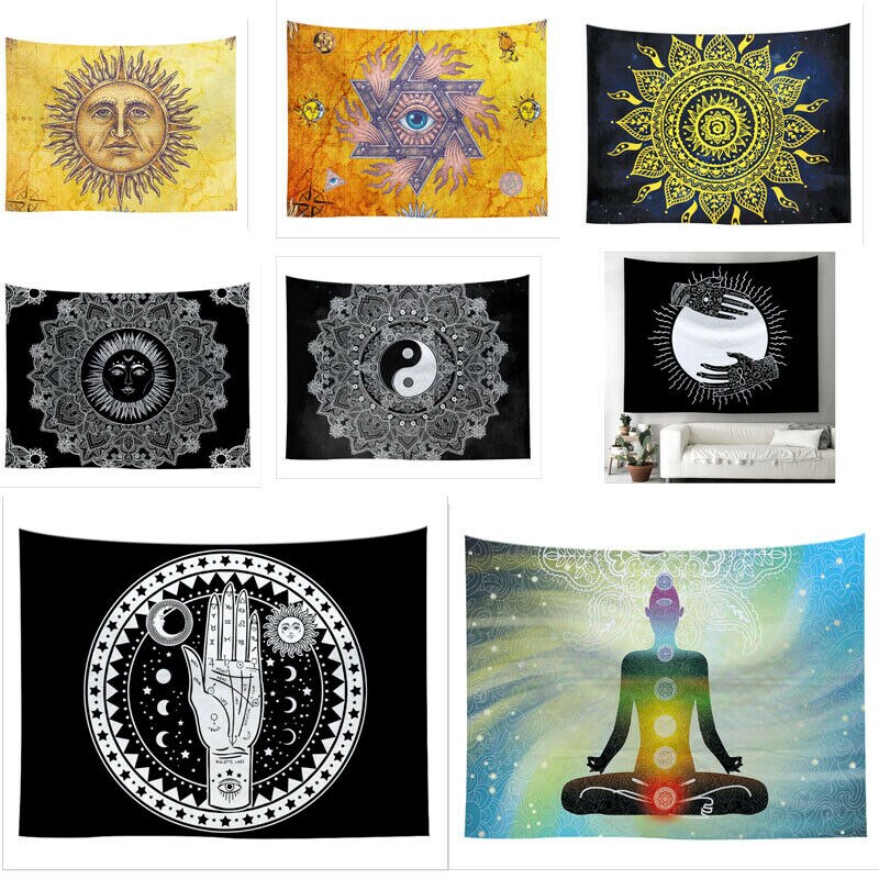 Faroot mandala gobeläng tyg indian kast boho vägg hängande hippie täcke överkast mandala serie gobeläng 95 x 73 cm ( borstad)
