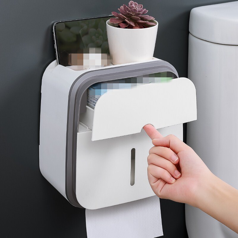 Waterproof Wall Mount Toilet Paper Holder Shelf Toilet Paper Tray Roll Paper Tube Storage Box Tray