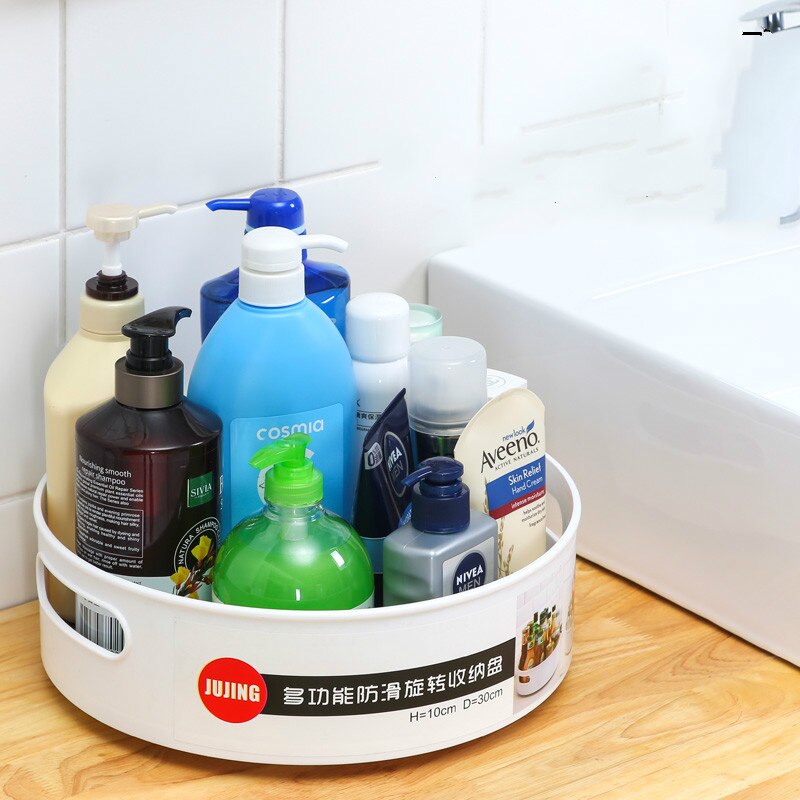 Kitchen rotating tabletop spice jar storage box bathroom supplies vanity cosmetic storage shelf WY7101406