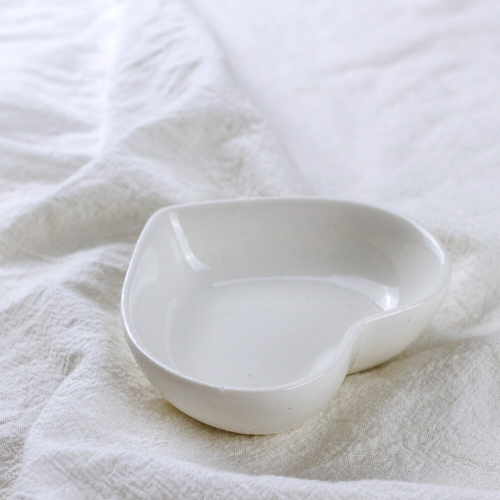 4 pièces assiette en céramique en forme de coeur plat d'assaisonnement assiette à collation