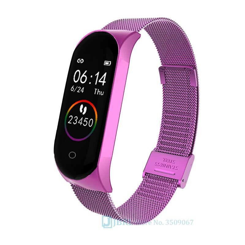 Rvs Vierkante Digitale Horloge Vrouwen Mannen Sport Horloge Elektronische Dames Horloge Mode Klok Man Vrouw Horloge: Steel purple