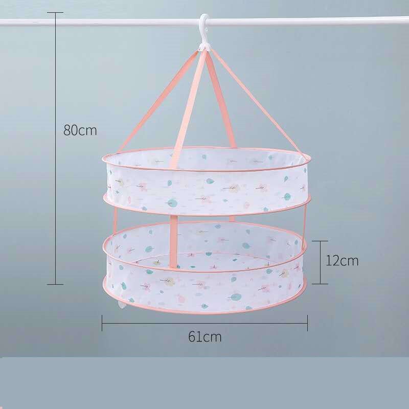 Cartoon Style Clothes Laundry Drying Net Single Double Layer Underwear Drying Basket Round Sweater Socks Drying Net Windproof