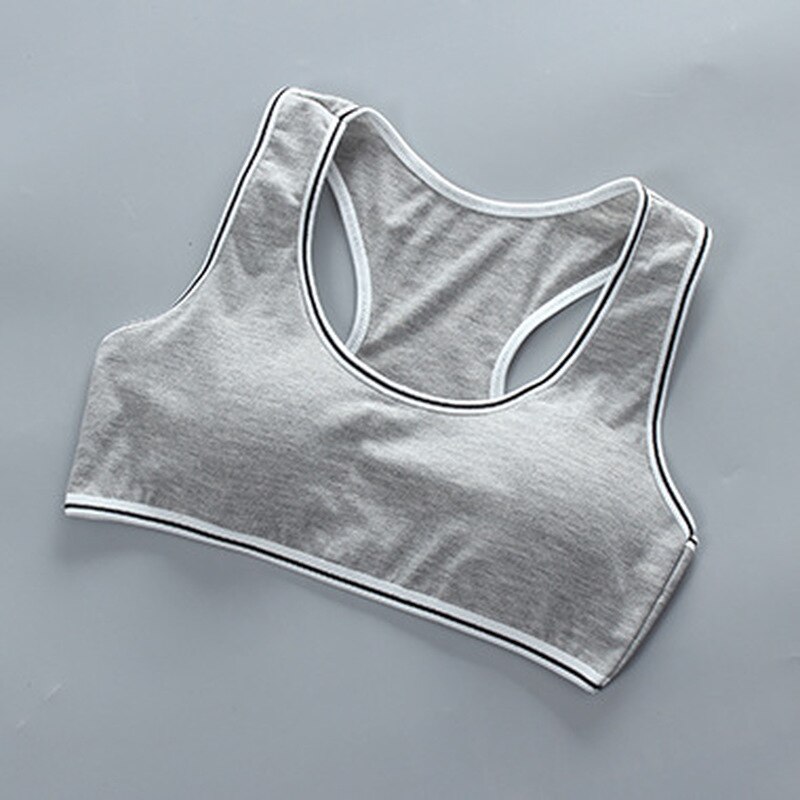 1pcs Young Girls Cotton Bras Running Sports Bra Tops Full Cup Seamless Training Puberty Yoga Bras Sports Fitness Gym Kids Bra