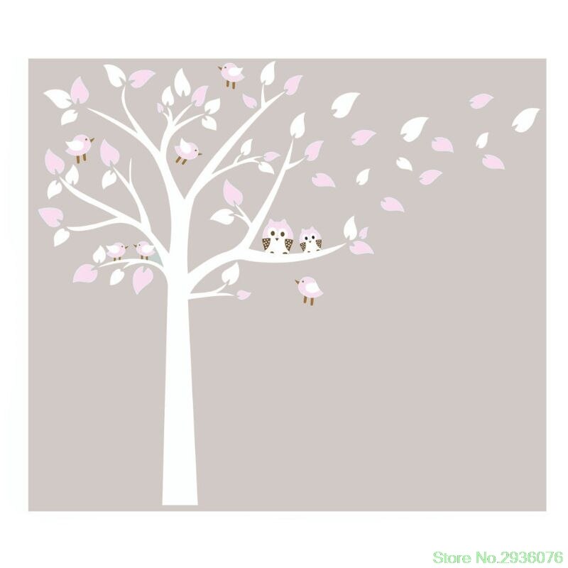 Cartoon dier uil boomtak verwijderbare muursticker voor kinderkamer jongens meisjes kinderkamer thuis: 02