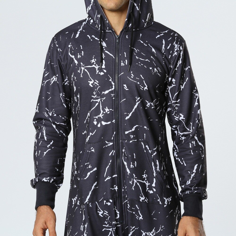 Pijama Hombre Hooded Jumpsuit Mannen Satijn Pyjama Onesie Volwassenen Een Stuk Nachtkleding Lange Man Nachtkledij 2XL Met Tmall