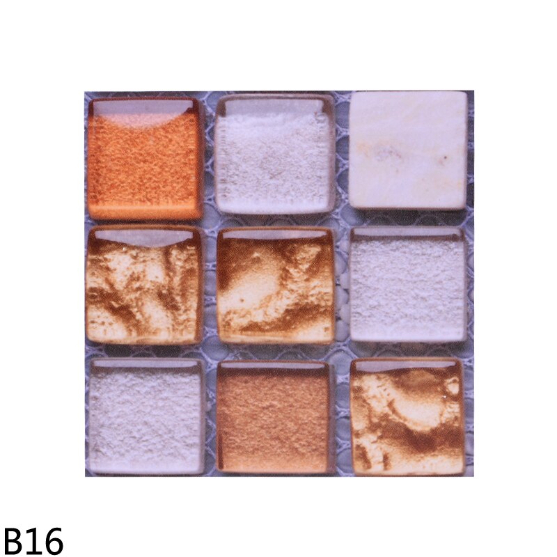 10PCS 10*10cm Waterproof Mosaic Wall Sticker PVC Colorful Wall Tile For DIY Kitchen Bathroom Home Decoration Backsplash Stickers: B16-10PCS