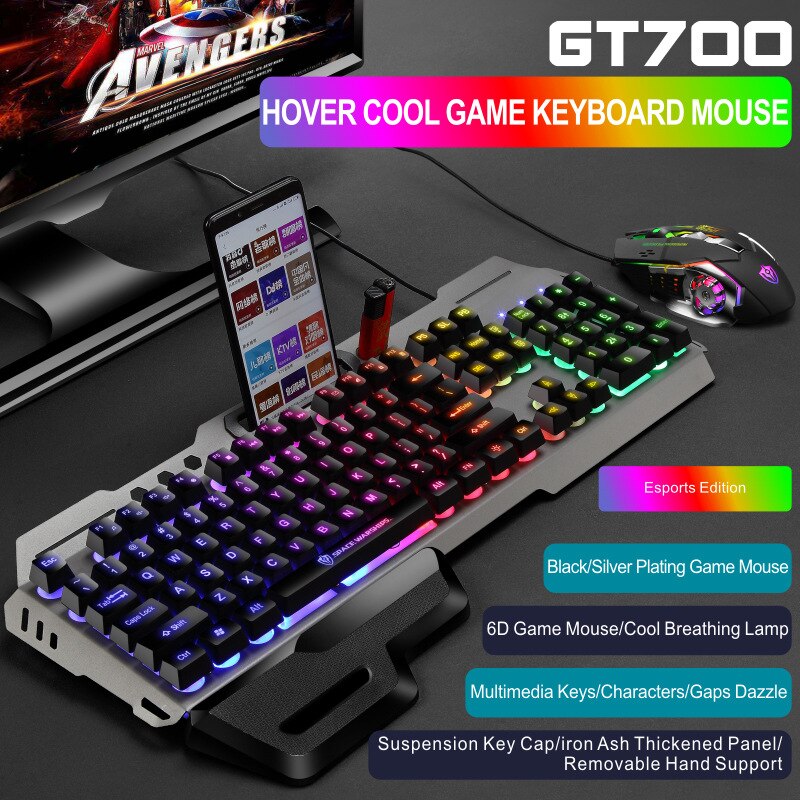 Gaming Keyboard Gamer Keyboard and Mouse Combos with Breathing Backlight USB Wired 104 Keycaps Ergonomic Keyboard for PC Laptop: SMT3C526BlackSet1