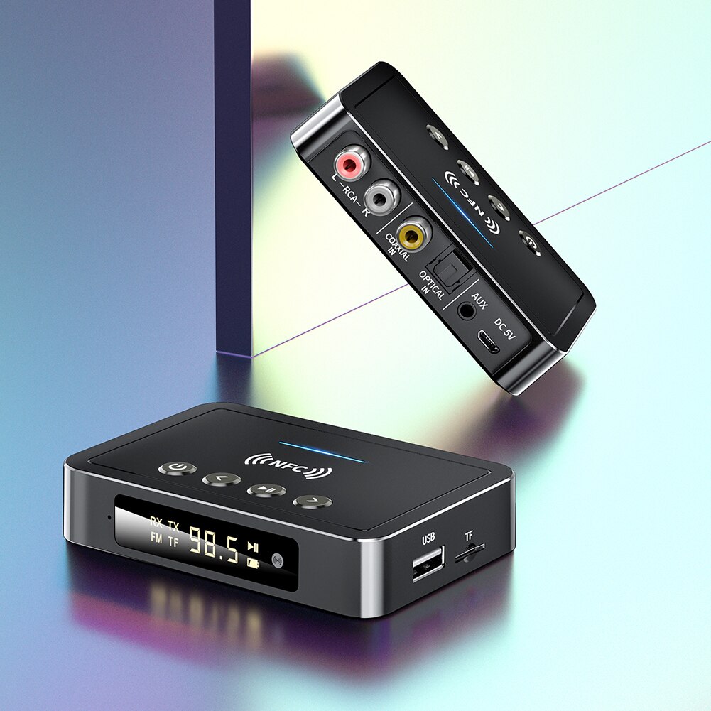 NFC USB 5.0 Transmitter Receiver 500mAh 3 in 1 Adapter Dongle AUX for Home TV PC Audio with LED Digital Display