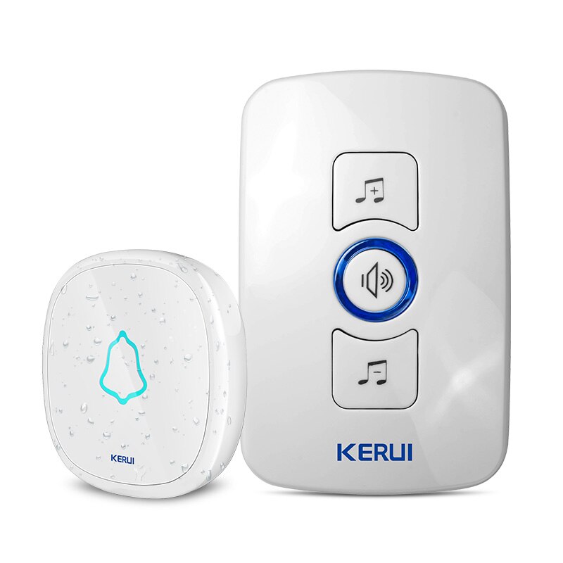 KERUI Home Security Wireless Welcome Emergency Alarm Door Bell 433MHz Entry Door Alert Waterproof Button Doorbell: Doorbell kit2-white