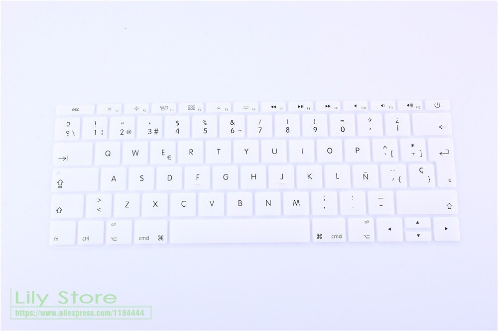 Silicone Keyboard Cover for MacBook 12" A1534 & MacBook Pro 13" A1708 - Ultra-thin Dustproof & Waterproof Skin: White
