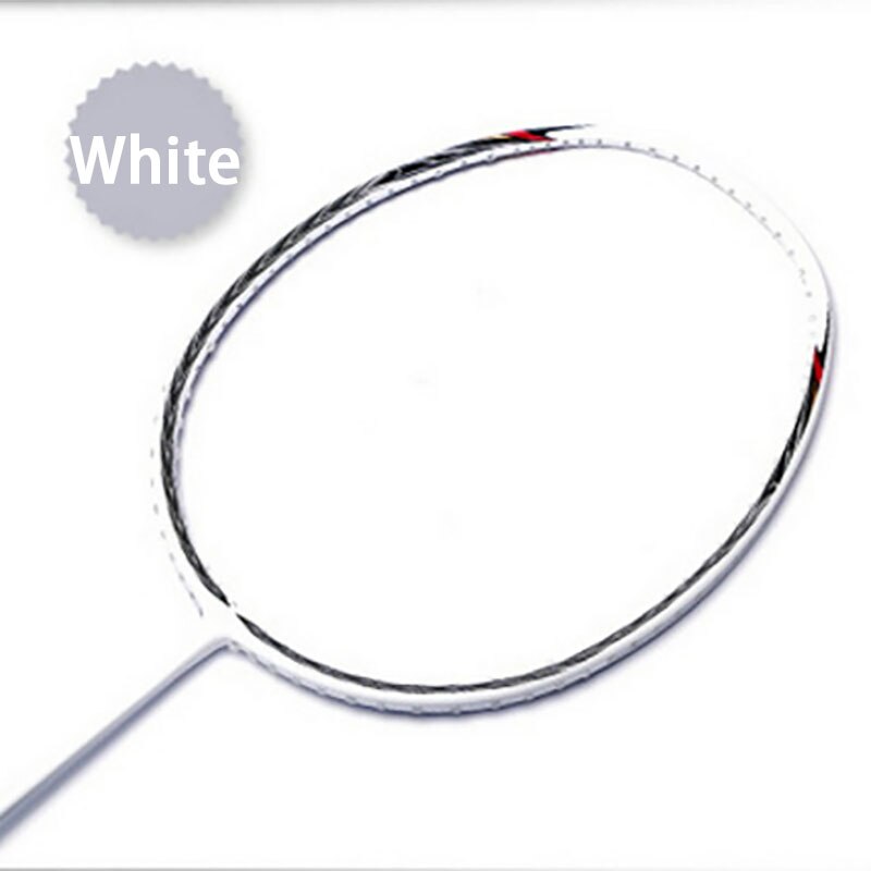 5U Badminton Racket Carbon G4 Ultralight Offensive Defensive Badminton Racket Racquet Training Sports With Bag: White