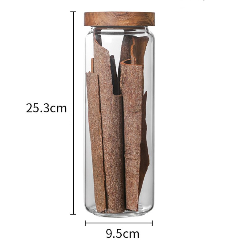 Envase hermético de vidrio con tapa de madera, frascos de botellas de almacenamiento para cocina, contenedor de alimentos, granos de té y café, contenedores de granos, ZM1013: 1250ML