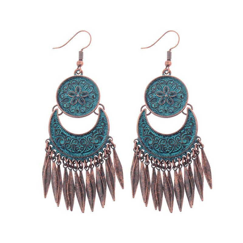 Egipt Vintage Bronze Tassel kolczyki jhumka dla kobiet 2019 Antique Vintage Flower turecki Tribal Indian Jewelry: Style 5