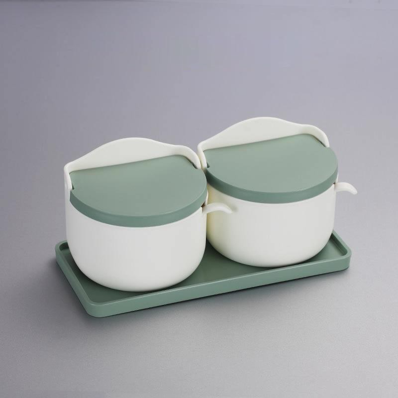 1 Set Plastic Sugar Bowl with Spoon Kitchen Salt Container Salt And Pepper Spice Bottle: 01