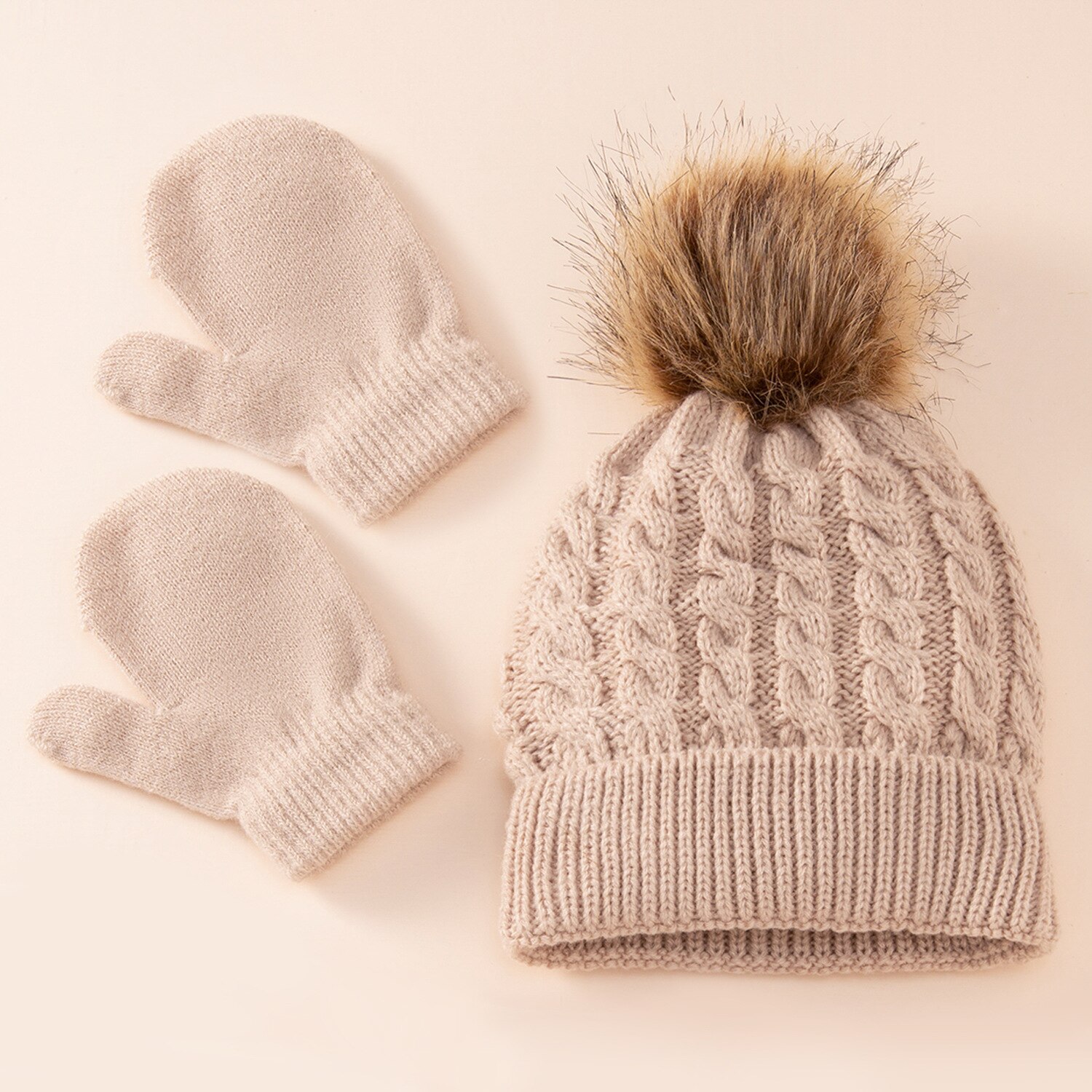 Gorros de lana para niños de 0 a 3 años, gorros de bola de lana de color puro, sombreros, bufandas y guantes cálidos para niños, conjunto de gorros para bebés: A2