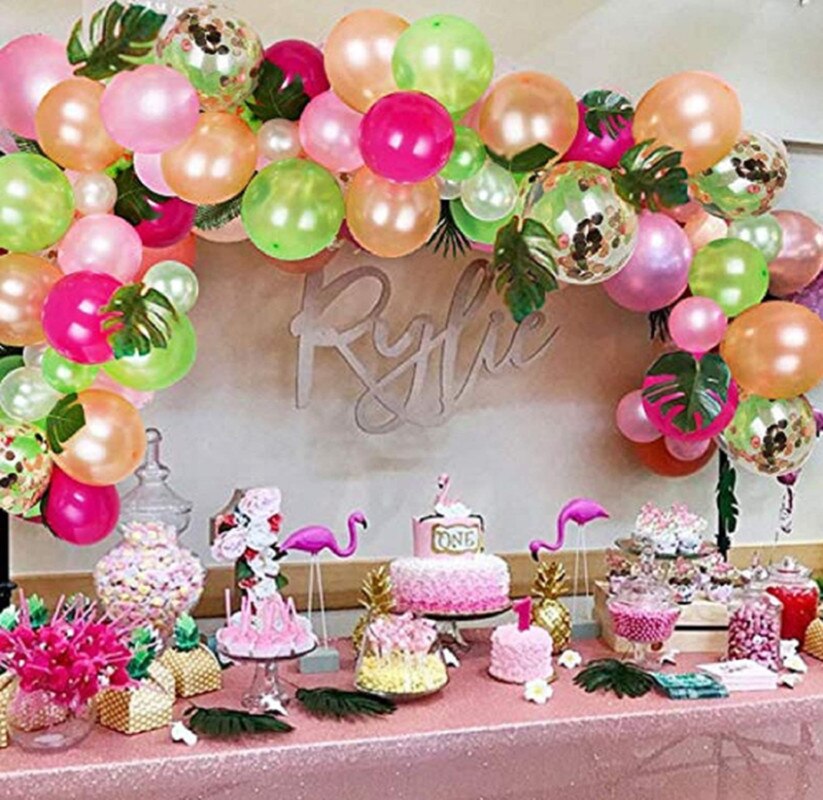 Tropical Hawaiian Balloon Garland Arch Kit Flamingo Thema Birthday Decor Summer Hawaii Party Decoration Luau Aloha Baby Shower