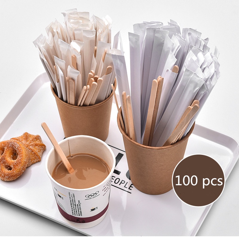 100 kpl/pakkaus amerikkalainen kahvi puinen sekoituspuikko 1000ml puolikäsintehty puu eu teekannu kertakäyttöinen 19cm/14cm