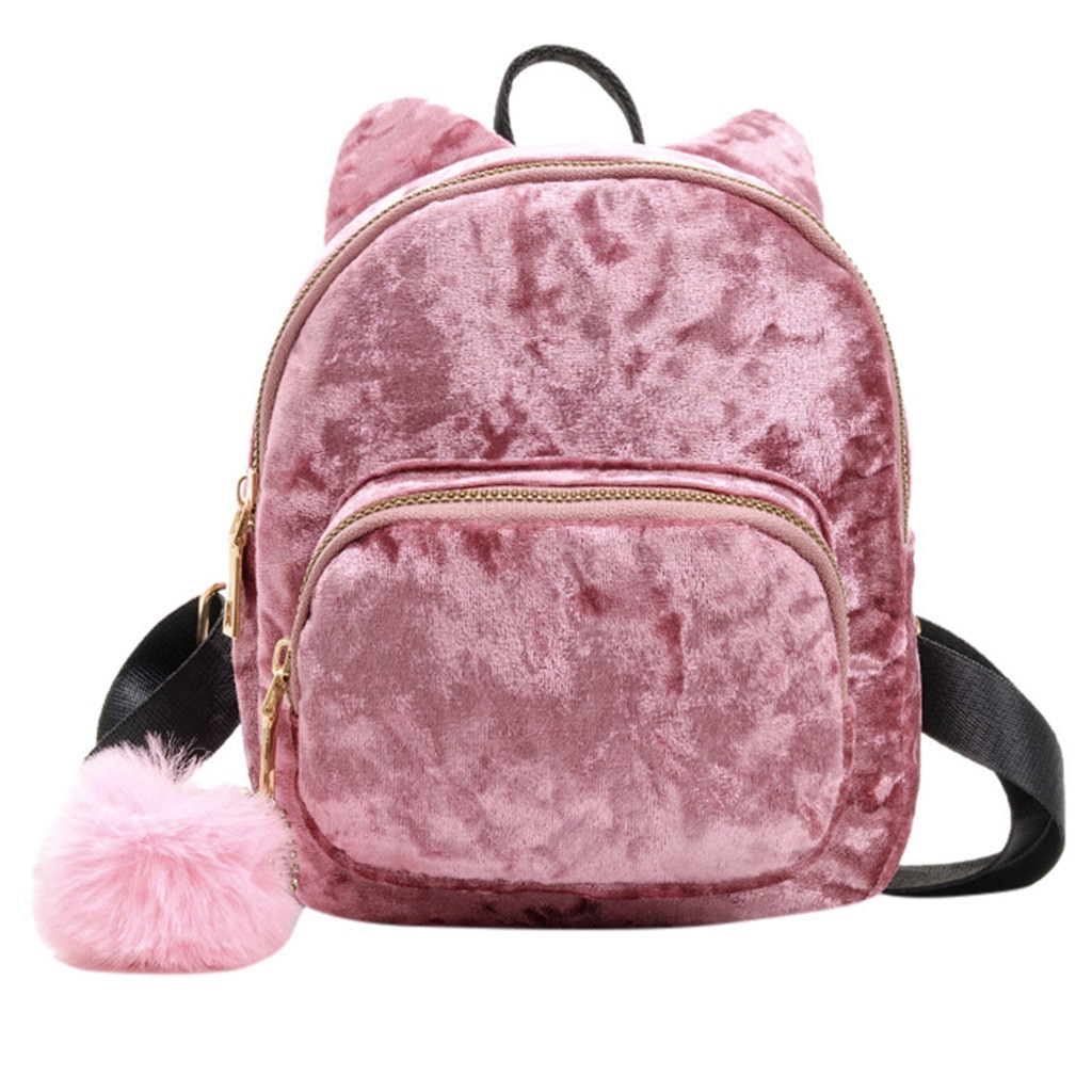 Vrouwen Velours Hairball Mini Rugzak Schouder Schooltassen Voor Tienermeisjes Studenten Rugzak Reizen Rugzak Bagpack: D