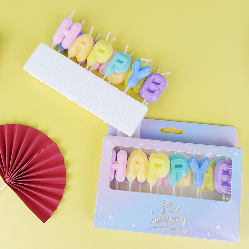 Bougies d'anniversaire avec lettres colorées, 13 paquets, lettres de fête pour enfants et adultes, couleur bonbon, décoration de gâteau