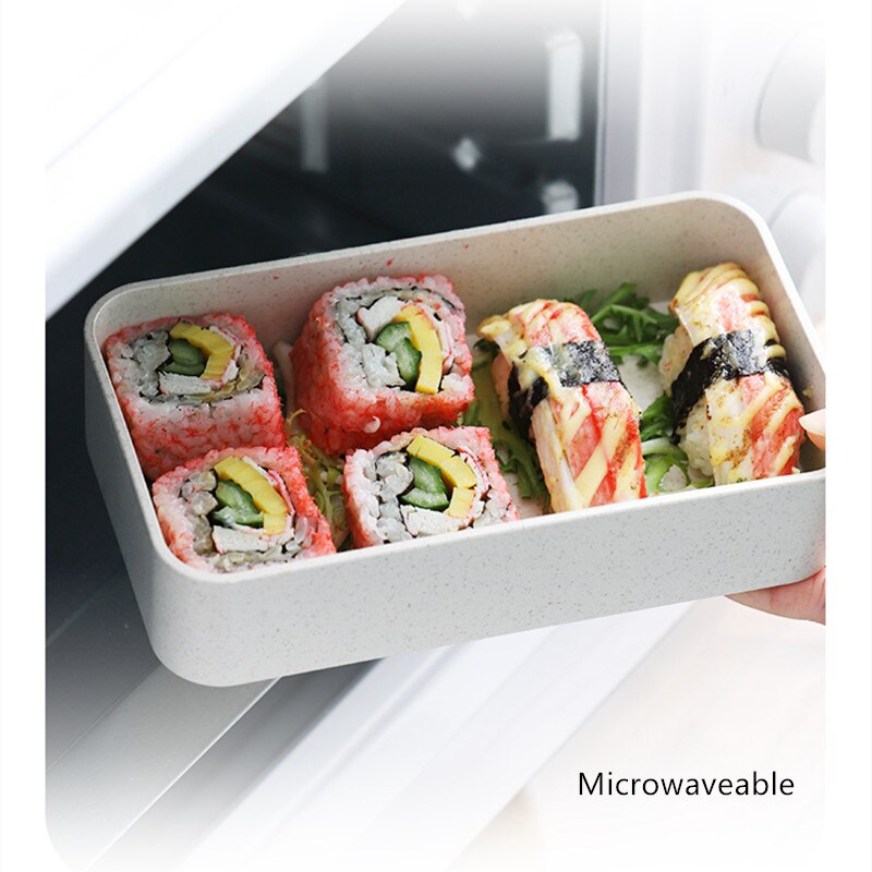 1000ml protable madkasse dobbelt lag hvede halm bento kasser mikrobølgeovn servise mad opbevaring container madkasse
