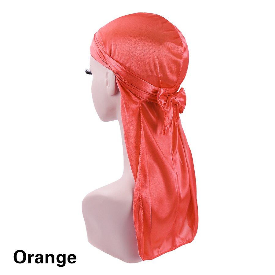 long Silk Durag Turban Hat Wigs Pirate Hat Long Tail Straps Bandanas Pirate Hat Stain Durags Headwear Headband Hair Accessories: Auburn