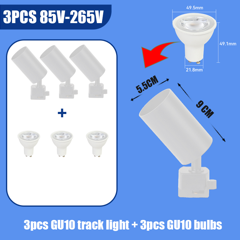 Full Sets Led Track Lights GU10 Ceiling Spot Led Rail Lighting for Living Room Decor 110V 220V Spotlight Wall Track Light Fixtur