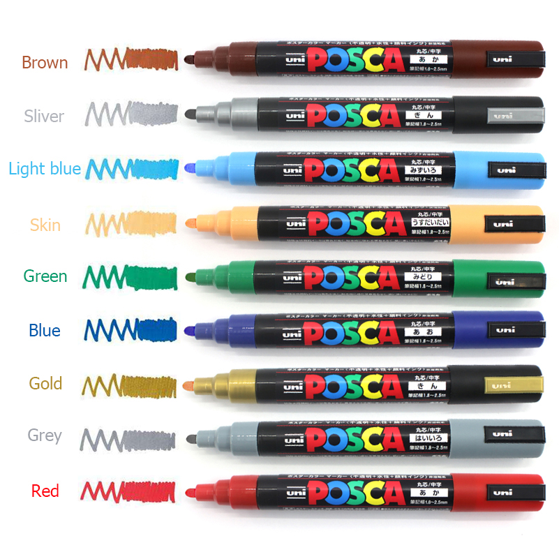 Uni Posca PC-3M 0,9-1,3mm Farbe Marker Stift Graffiti Wasser-basierend Farbige Marker Stifte dauerhaft Farbe Marker büro Schreibwaren