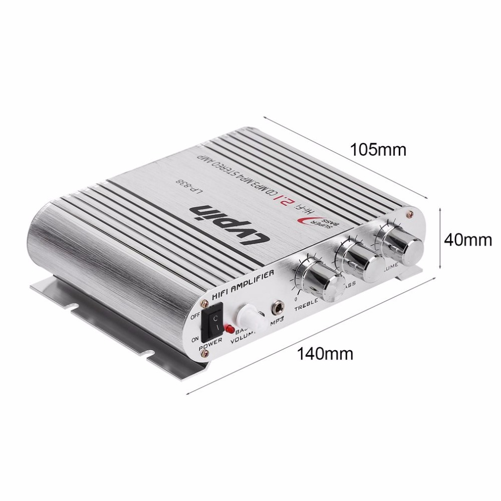 Mini HiFi Sliver 12V 20W CD MP3 Radio Auto Auto Motor Boot Home Audio Stereo Bass Speaker VERSTERKER BOOSTRER Verstärker Voertuig