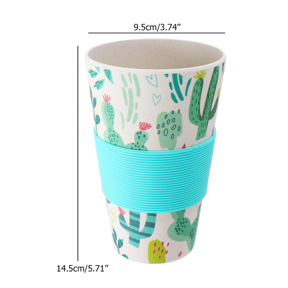 400ml Reusable Bamboo Fibre Coffee Cup Coffee Tea Mug Wheat Straw Travel with Silicone Lid
