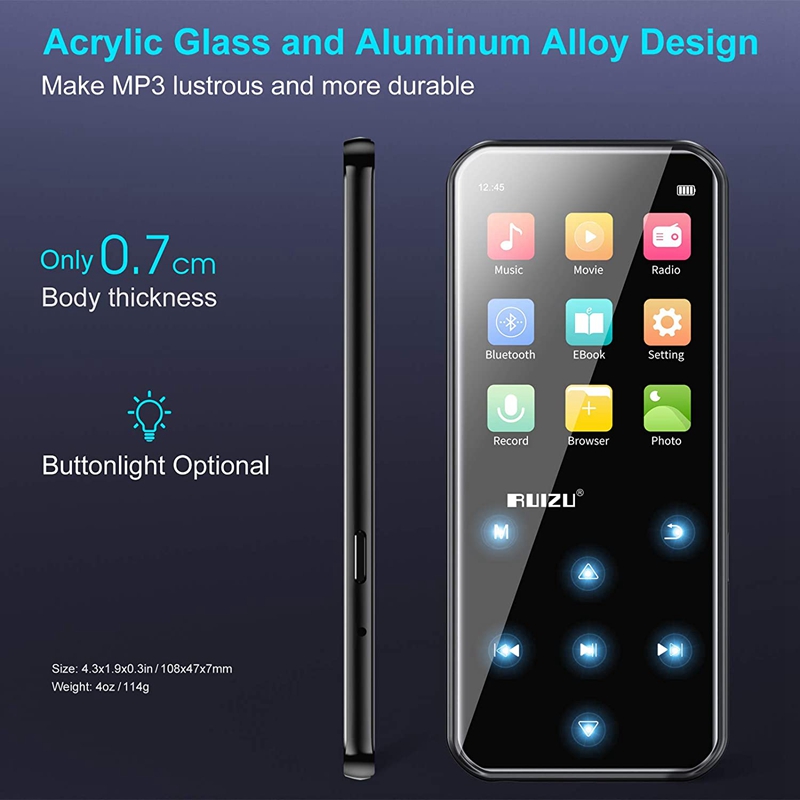 RUIZU D19 Bluetooth 4.0 MP3 Player 16GB Portable Walkman with FM Radio