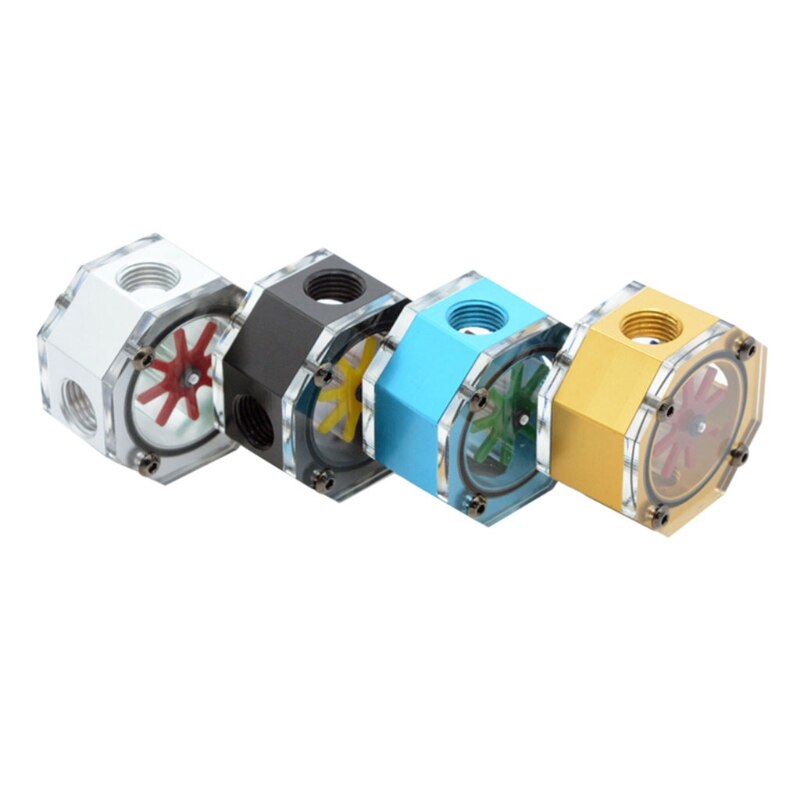 PC Acrylic Aluminum Octagonal Flow Meter Water Tank Liquid Water Cooling Cooler