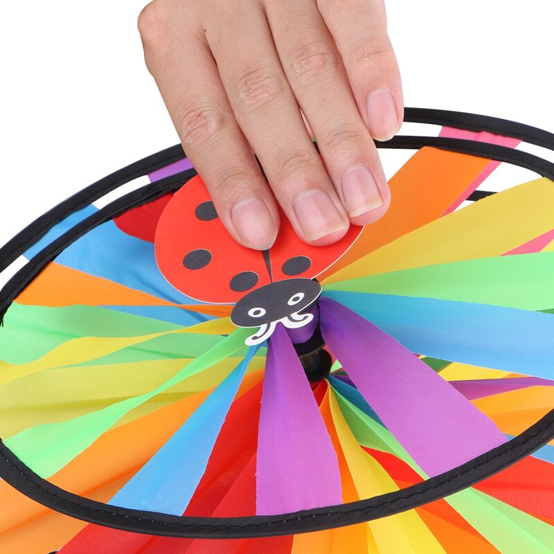 Kleurrijke Regenboog Triple Wiel Wind Spinner Windmolen Tuin Yard Outdoor Decor