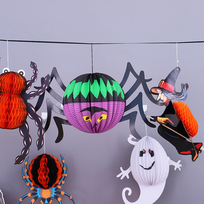 2 pc/ set halloween dekorationer bar rolig spöke fladdermus spindel pumpa lykta prydnad dekoration halloween festlokal layout rekvisita