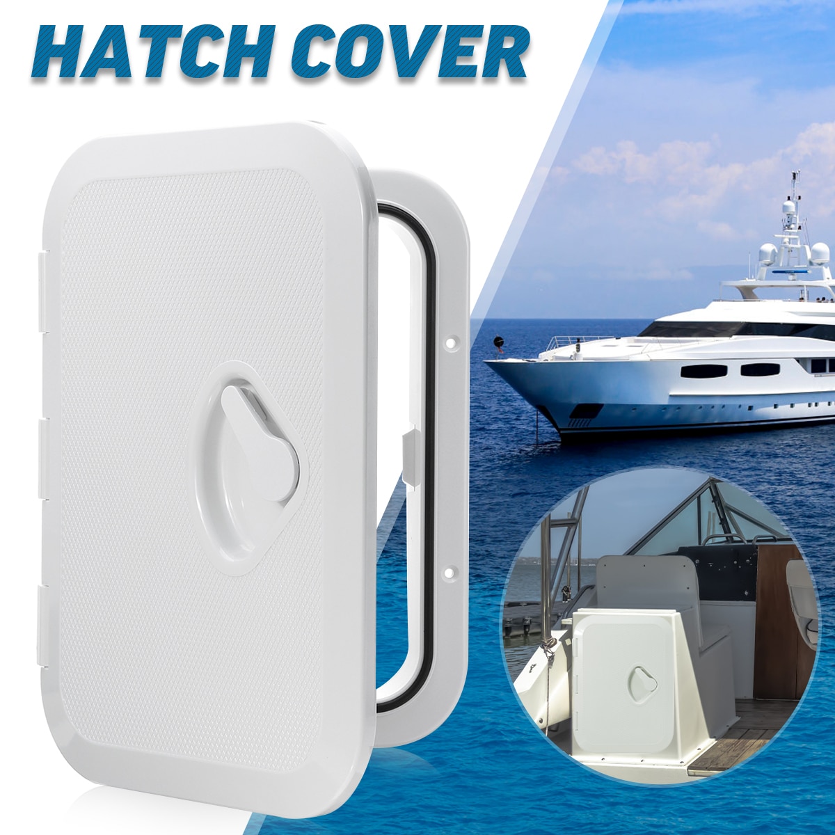 270*375mm ABS Deck Marine Hatch Door Deck Access Hatch Boat Hatches Inspection Yacht Cover RV White