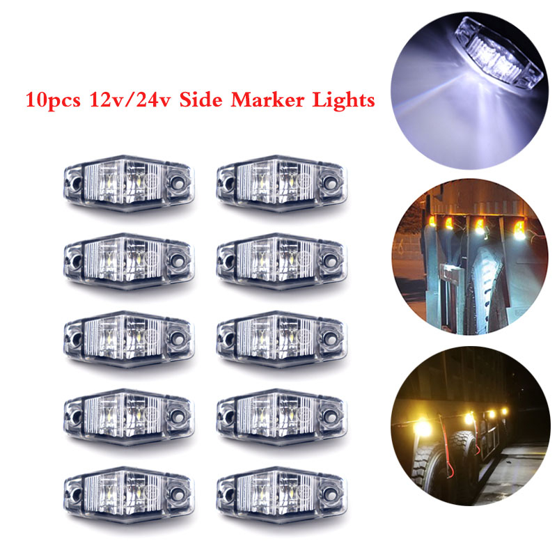 10pcs 12V/24V Signal Led Truck Lorry Side Marker Lights Signal Lamp Clearance Side Light Trailer Truck Light White