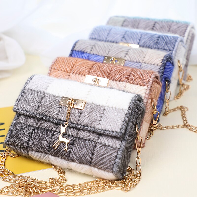 Wol Hand-Geweven Zak Opbergtas Decoratieve Gehaakte Diy Materiaal Pakket Accessoires