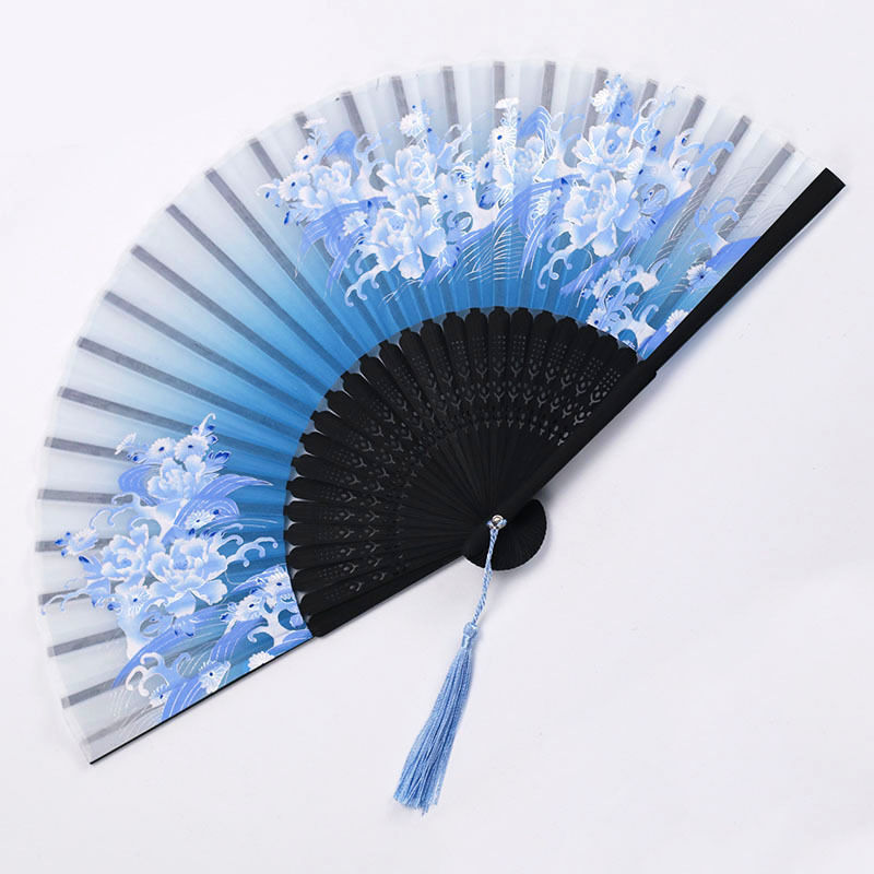 Eventail de fleurs repliable en soie | Vintage de Style chinois, pour fête de mariage danse, accessoires à main de: 4
