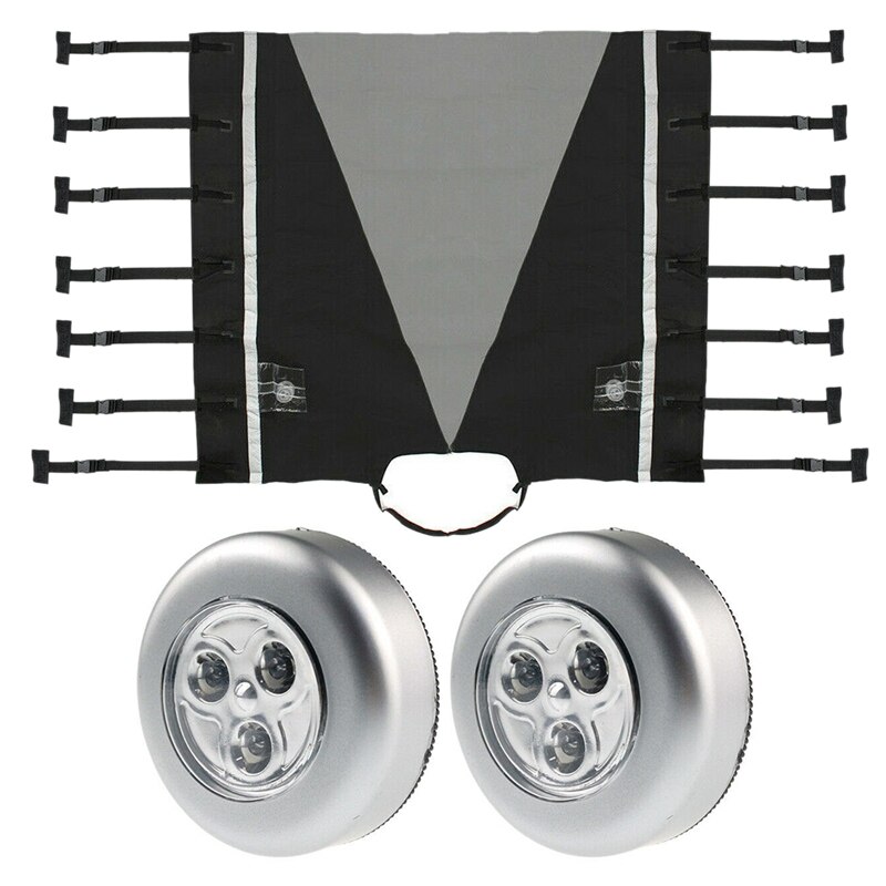 Waterproof Universal Caravan Front Towing Cover Hitch Cover Protector Hitch Coupling Lock Cover with 2x LED Guard Light for RV: Default Title