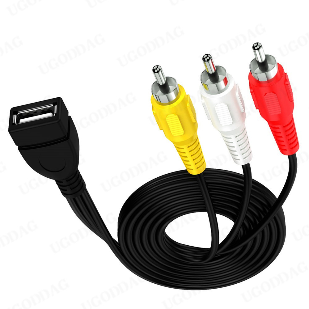Adaptador USB macho a 3 RCA hembra, convertidor de Audio, Cable de vídeo AV A/V, Cable USB a RCA para HDTV, TV, Cable de televisión, 1 ud.