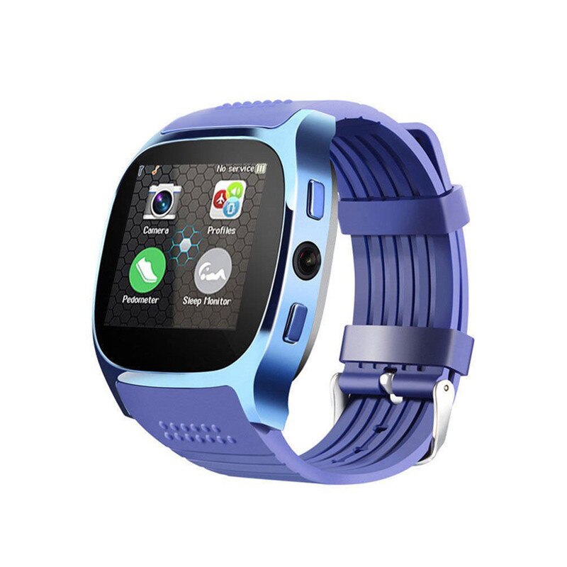 Smart Watch T8 Bluetooth With Camera Support SIM TF Card Pedometer Men Women Call Sport Smartwatch For Android Phone PK Q18 DZ09: T8 Blue